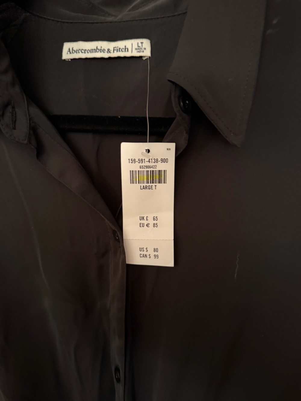 Abercrombie & Fitch Black Long Sleeve Twist-Front Shirt Dress - Picture 4 of 4